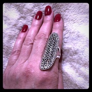 NWT Silver Plated Long Bohemian Statement Ring